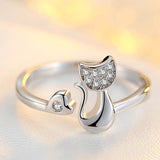 Silver Tone Cat Ring