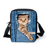 FORUDESIGNS Desinger Women Messenger Bags 3D Animal Printing Shoulder Bag Kawaii Cat Messenger Bags High Crossbosy Bag for Girls