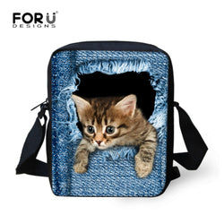 FORUDESIGNS Desinger Women Messenger Bags 3D Animal Printing Shoulder Bag Kawaii Cat Messenger Bags High Crossbosy Bag for Girls